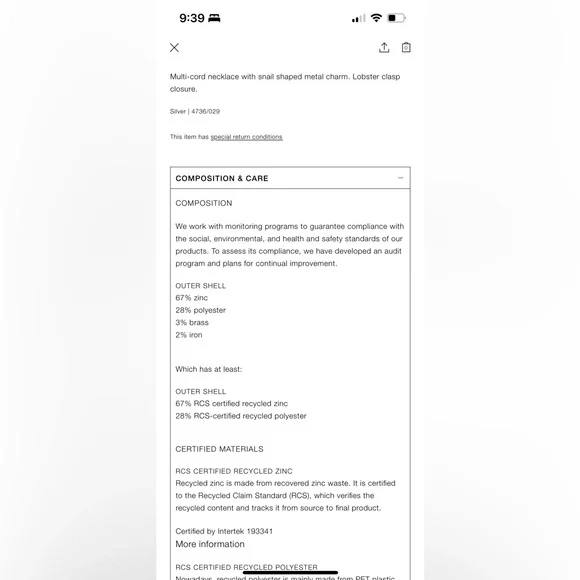 Some 2 bubbles on silver surface Snail shell rope necklace Zara lot #1 - Picture 7 of 14